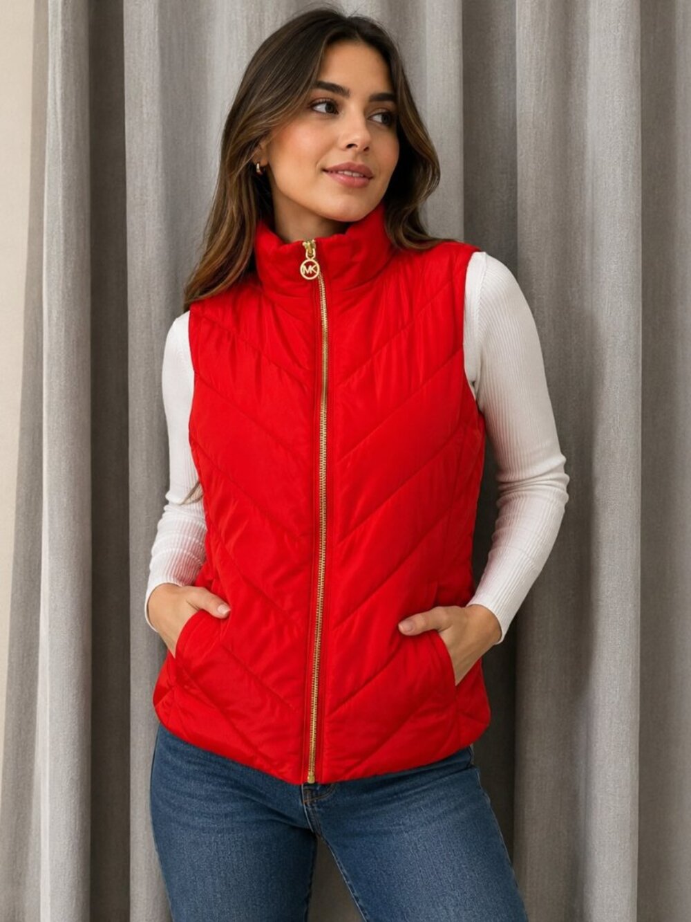 Michael Kora Red Quilted Vest
